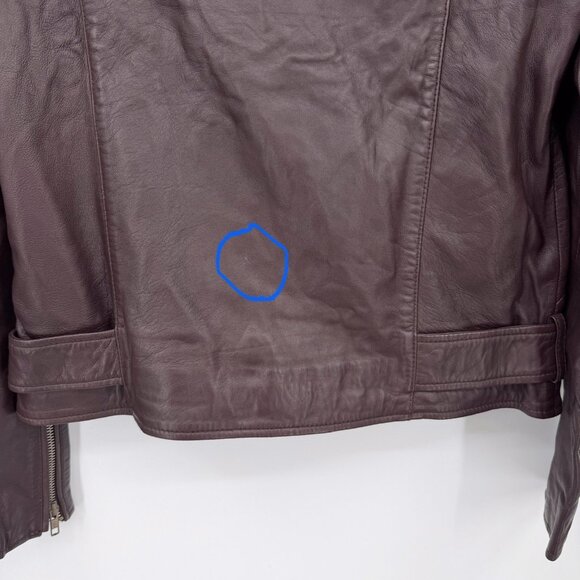 Quince Women's Port Leather Motorcycle Jacket sz M Medium Sheep Leather Belted - Picture 10 of 10